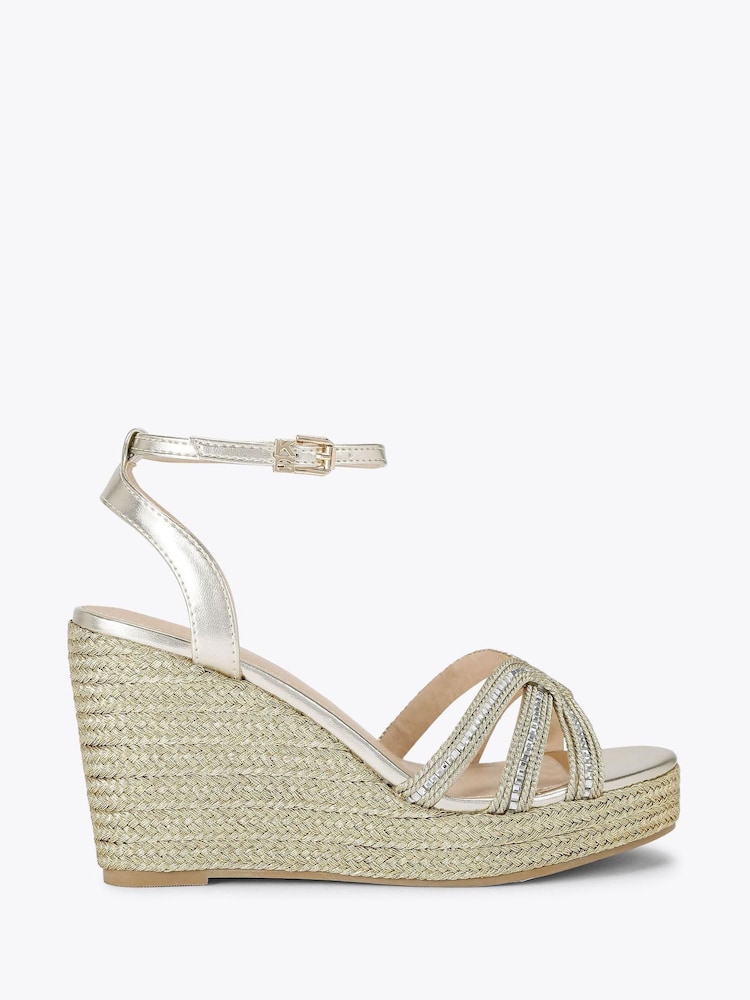 KG Kurt Geiger Gold Regard Wedge Sandals - Image 1 of 4