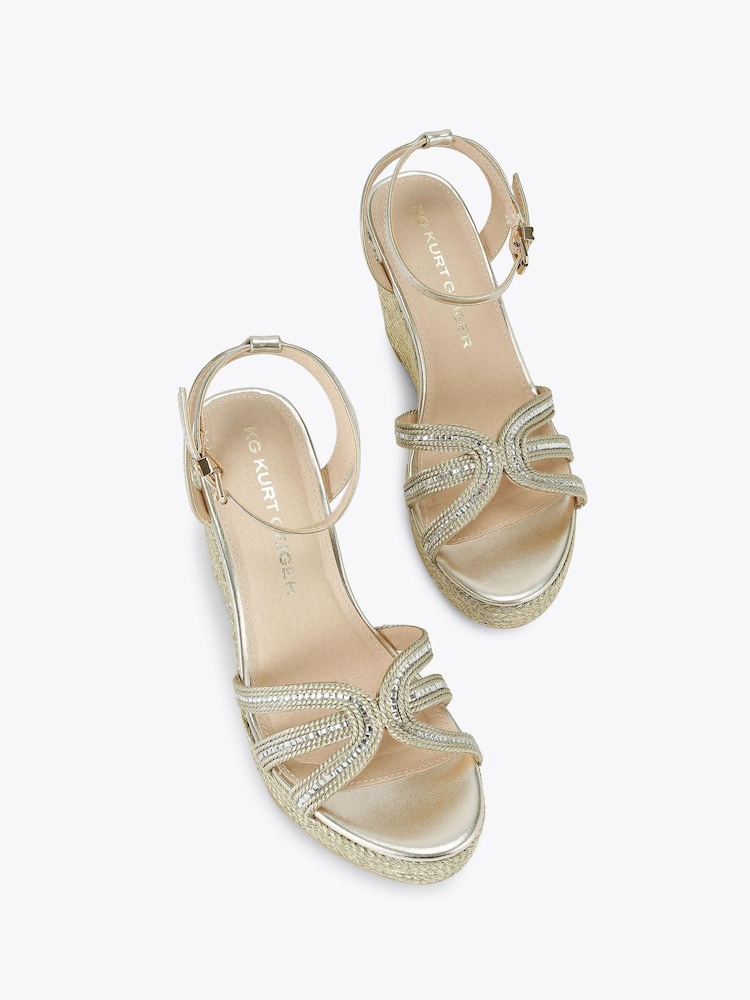 KG Kurt Geiger Gold Regard Wedge Sandals - Image 2 of 4