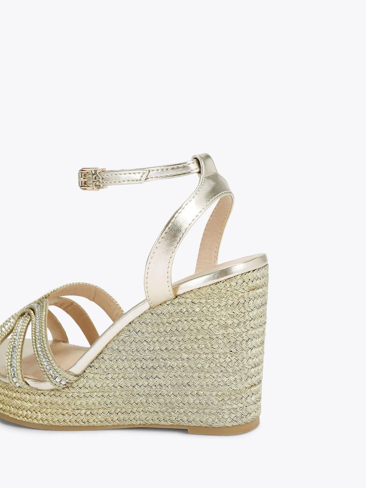 KG Kurt Geiger Gold Regard Wedge Sandals - Image 4 of 4