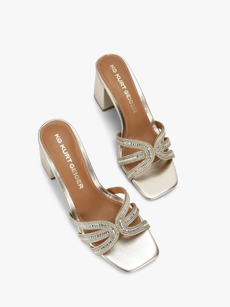 Kg Kurt Geiger Gold Regard Block Sandals - Image 2 of 4 Kg Kurt Geiger Gold Regard Block Sandals - Image 2 of 4