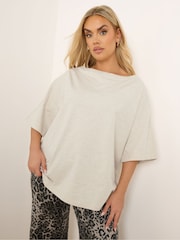 Yours Curve Natural Boatneck Boxy 100% Cotton T-Shirt - Image 3 of 6