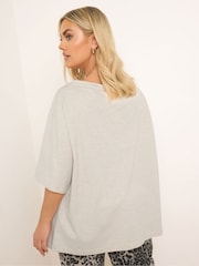Yours Curve Natural Boatneck Boxy 100% Cotton T-Shirt - Image 4 of 6