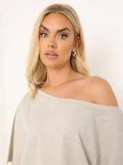 Yours Curve Natural Boatneck Boxy 100% Cotton T-Shirt - Image 5 of 6