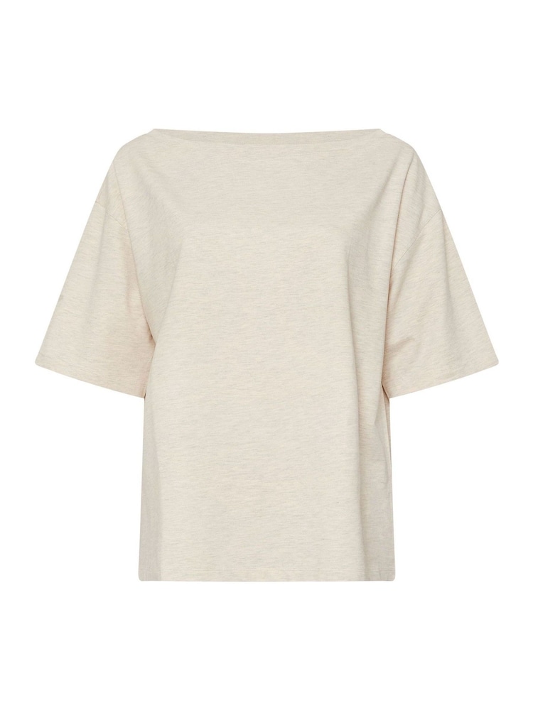 Yours Curve Natural Boatneck Boxy 100% Cotton T-Shirt - Image 6 of 6