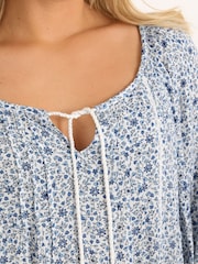 Yours Curve Blue Boho Long Sleeve Blouse - Image 5 of 6