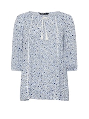 Yours Curve Blue Boho Long Sleeve Blouse - Image 6 of 6