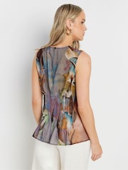 Long Tall Sally Green Abstract Floral Sheer Pleat Shirt - Image 5 of 6
