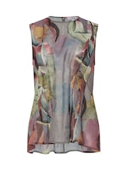 Long Tall Sally Green Abstract Floral Sheer Pleat Shirt - Image 6 of 6