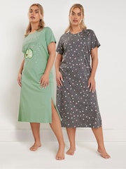Yours Curve Avocuddle Midaxi Nightdress 2 Pack - Imagen 1 de 8