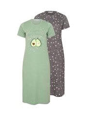 Yours Curve Avocuddle Midaxi Nightdress 2 Pack - Imagen 6 de 8