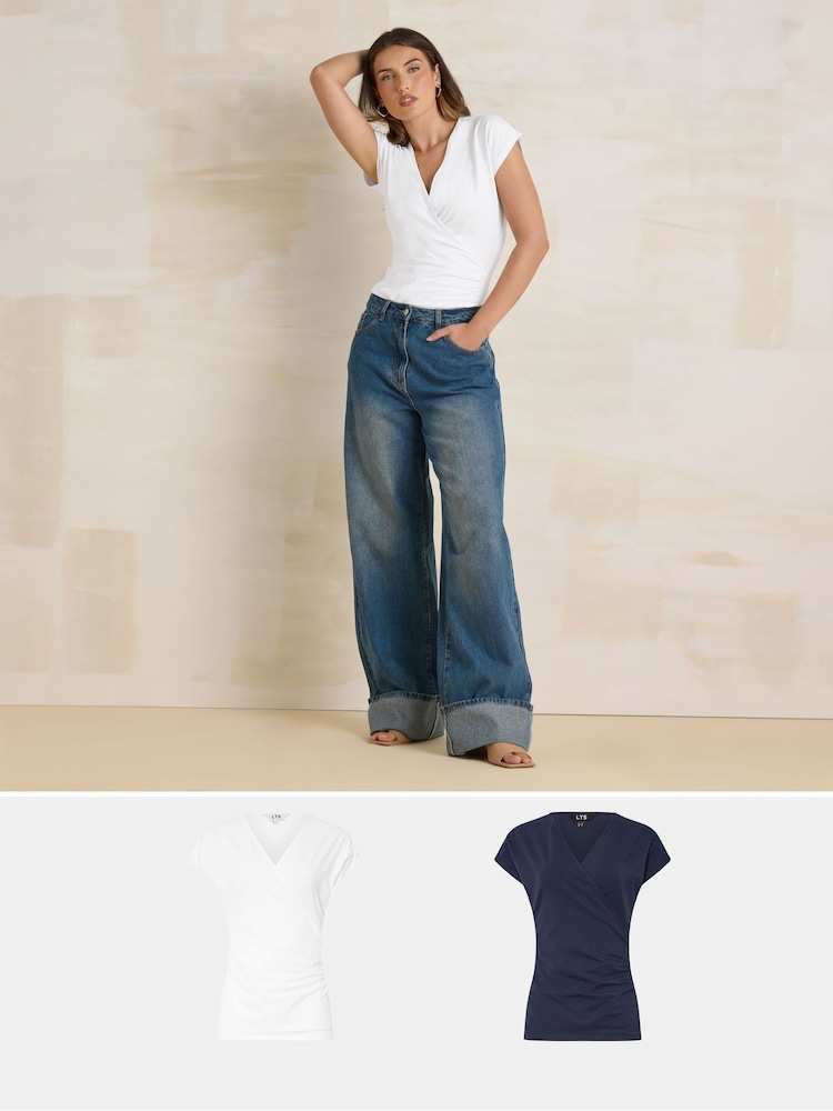 Long Tall Sally Blue Wrap T-Shirts 2 Pack - Image 1 of 8