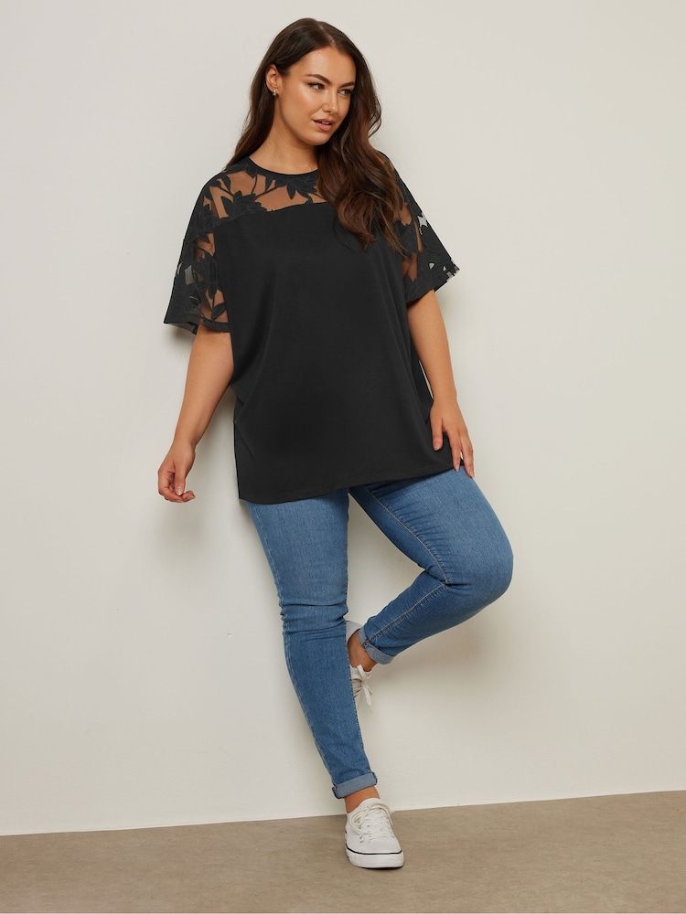 Yours Curve Boxy Burnout Panel T-Shirt - Imagen 2 de 6 Yours Curve Boxy Burnout Panel T-Shirt - Imagen 2 de 6