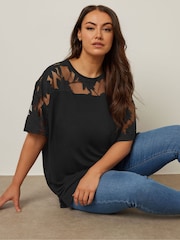 Yours Curve Boxy Burnout Panel T-Shirt - Imagen 5 de 6