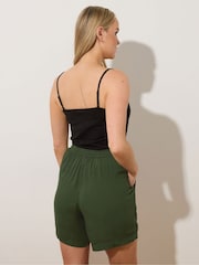 Long Tall Sally Green Crinkle 100% Cotton Shorts - Image 3 of 5