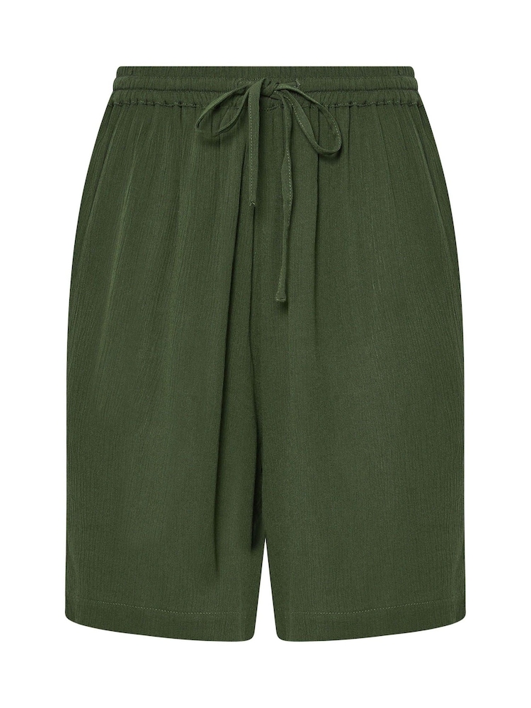 Long Tall Sally Green Crinkle 100% Cotton Shorts - Image 5 of 5