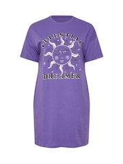 Yours Curve Purple Celestial Dreamer Sleep 100% Cotton T-Shirt 2 Pack - Image 2 of 8