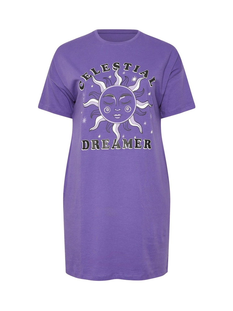 Yours Curve Purple Celestial Dreamer Sleep 100% Cotton T-Shirt 2 Pack - Image 2 of 8