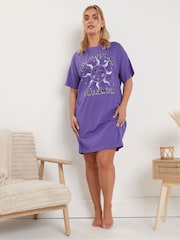 Yours Curve Purple Celestial Dreamer Sleep 100% Cotton T-Shirt 2 Pack - Image 5 of 8