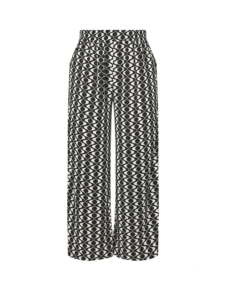 Yours Curve Black Abstract Wide Leg Trousers - Image 6 of 6