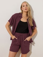 Long Tall Sally Purple Crinkle 100% Cotton Shorts - Image 1 of 5
