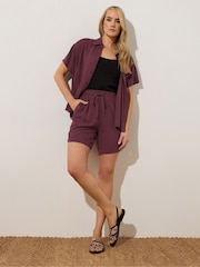 Long Tall Sally Purple Crinkle 100% Cotton Shorts - Image 2 of 5