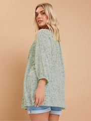 Yours Curve Green Boho Long Sleeve Blouse - Image 3 of 5