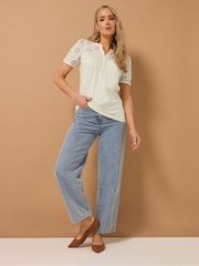 Long Tall Sally Natural Broidery Yoke 100% Cotton T-Shirt - Image 2 of 5