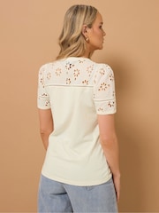 Long Tall Sally Natural Broidery Yoke 100% Cotton T-Shirt - Image 3 of 5