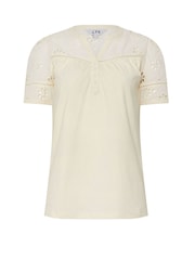 Long Tall Sally Natural Broidery Yoke 100% Cotton T-Shirt - Image 5 of 5