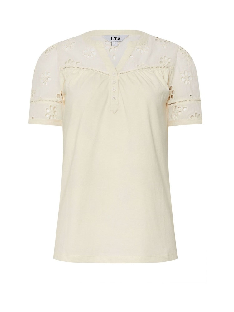 Long Tall Sally Natural Broidery Yoke 100% Cotton T-Shirt - Image 5 of 5