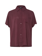 Long Tall Sally Purple Crinkle Short Sleeve 100% Cotton Shirt - Image 6 of 6