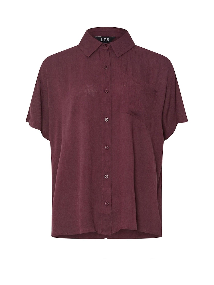 Long Tall Sally Purple Crinkle Short Sleeve 100% Cotton Shirt - Image 6 of 6