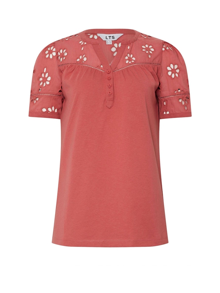 Long Tall Sally Pink Broidery Yoke 100% Cotton T-Shirt - Image 5 of 5
