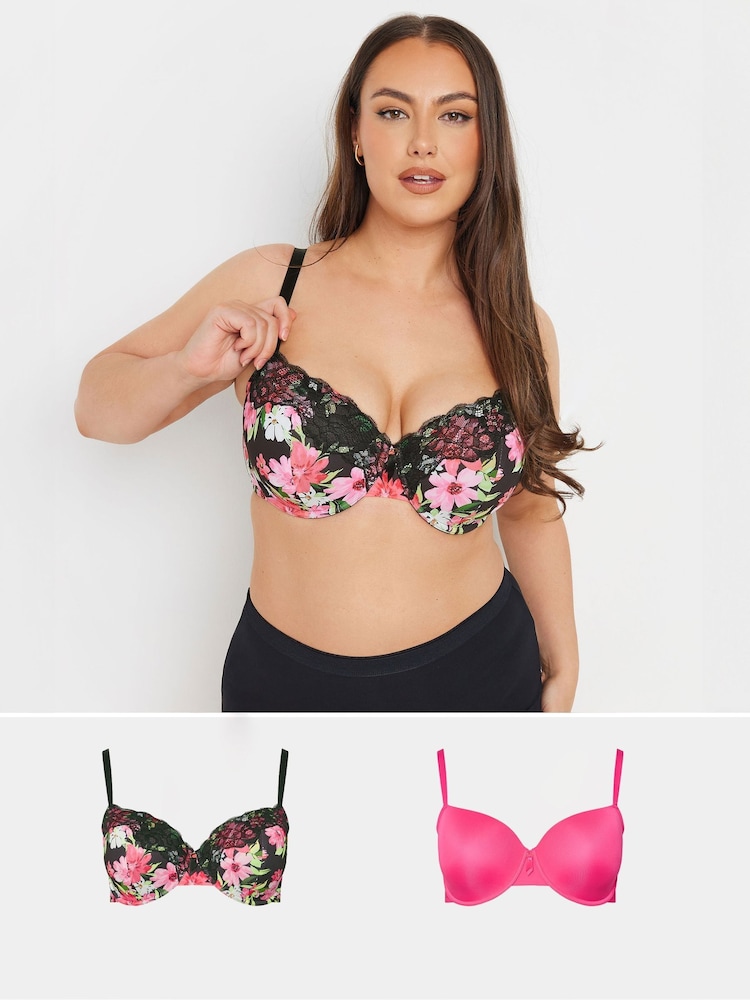 Yours Curve Floral Print Padded Bras 2 Pack - Изображение 1 из 9
