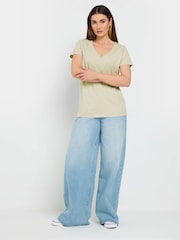 Long Tall Sally Green V-Neck 100% Cotton T-Shirts 3 Pack - Image 5 of 6