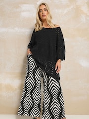 Yours Curve Black Crochet Tunic Blouse - Image 2 of 6