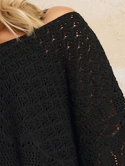 Yours Curve Black Crochet Tunic Blouse - Image 5 of 6