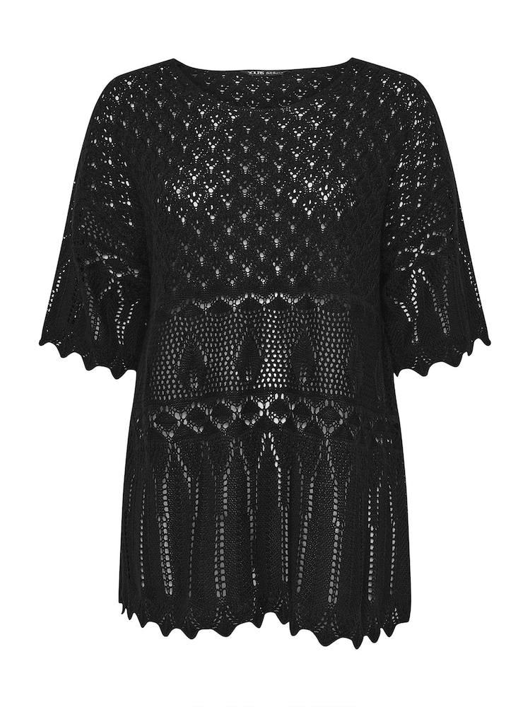 Negro - Yours Curve Crochet Tunic Blouse - Imagen 6 de 6 Negro - Yours Curve Crochet Tunic Blouse - Imagen 6 de 6