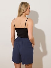 Long Tall Sally Blue Crinkle 100% Cotton Shorts - Image 3 of 5