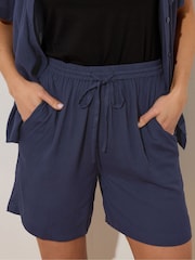 Long Tall Sally Blue Crinkle 100% Cotton Shorts - Image 4 of 5