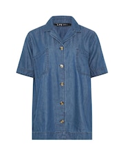 Long Tall Sally Blue Button Collar Chambry Shirt - Image 5 of 5