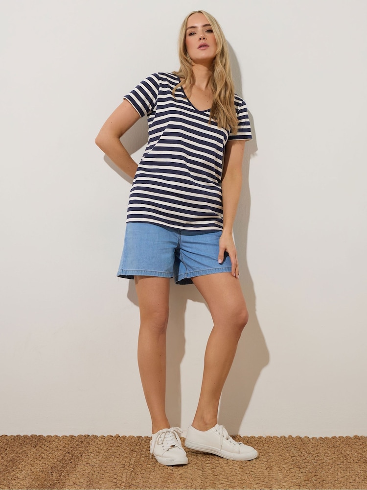 Long Tall Sally Blue Slub 100% Cotton T-Shirts 3 Pack - Image 2 of 9