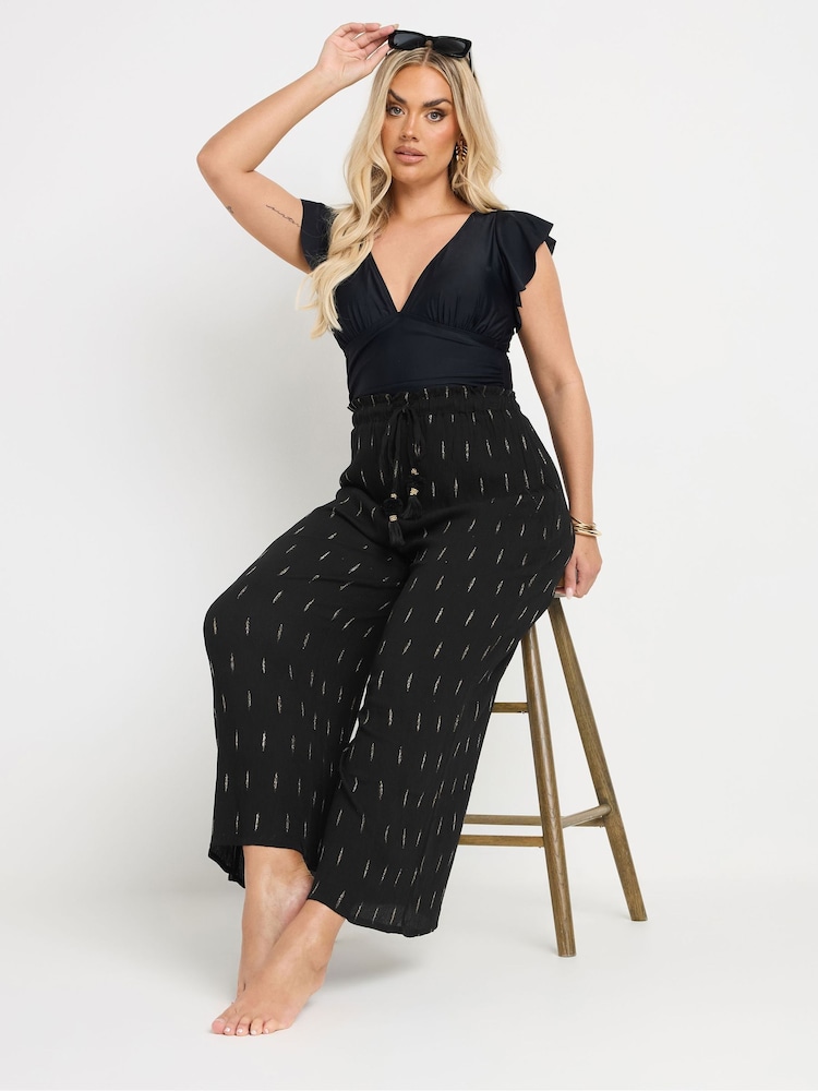 Yours Curve Black Beach Trouser - Image 1 of 6