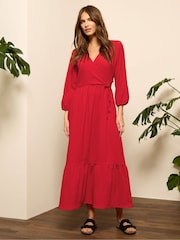 M&Co 3/4 Sleeve Wrap Tiered Dress - Bild 2 von 5