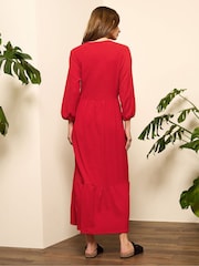 M&Co 3/4 Sleeve Wrap Tiered Dress - Bild 3 von 5