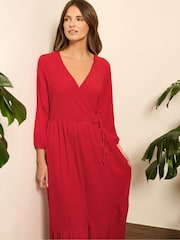 M&Co 3/4 Sleeve Wrap Tiered Dress - Bild 4 von 5