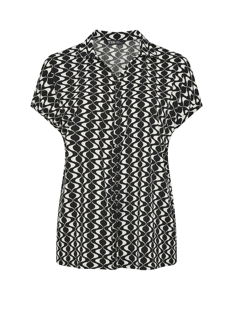 Yours Curve Abstract Crinkle Short Sleeve Shirt - Bild 5 von 5