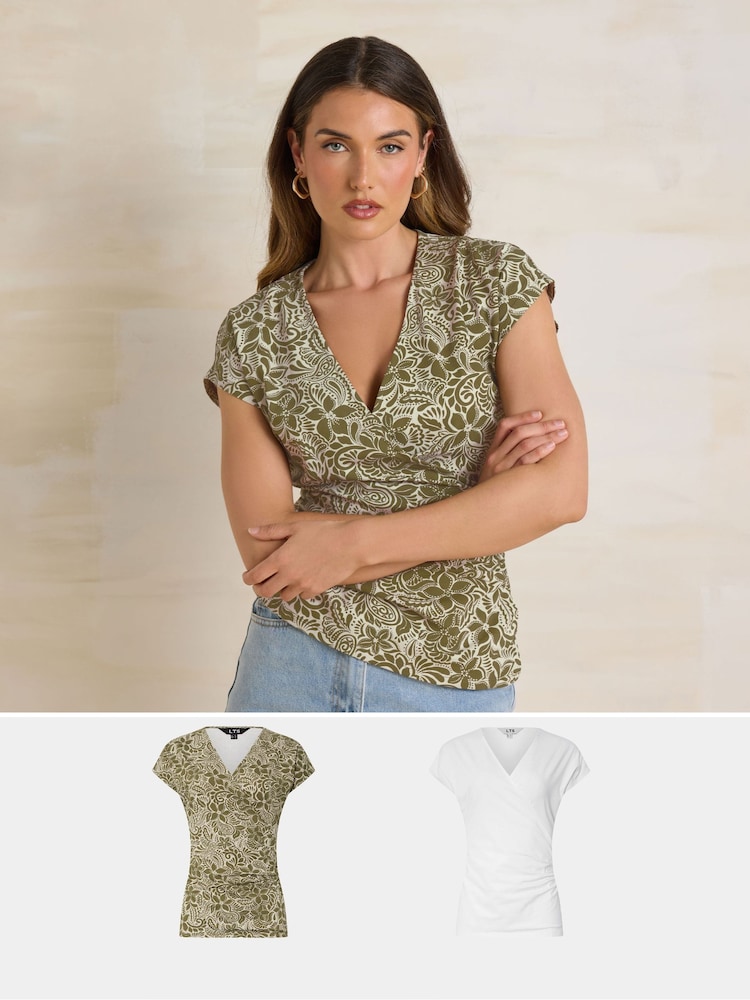 Rosa - Long Tall Sally Wrap T-Shirts 2 Pack - Imagen 1 de 8 Rosa - Long Tall Sally Wrap T-Shirts 2 Pack - Imagen 1 de 8