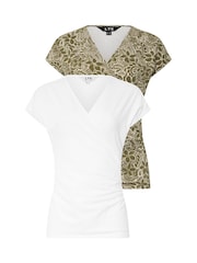 Long Tall Sally Pink Wrap T-Shirts 2 Pack - Image 6 of 8
