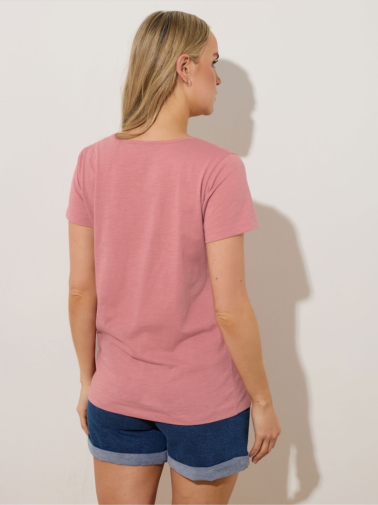Long Tall Sally Pink V-Neck 100% Cotton T-Shirts 2 Pack - Image 2 of 7